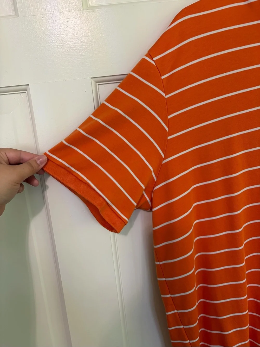Ralph Lauren Orange and White Striped Polo Shirt